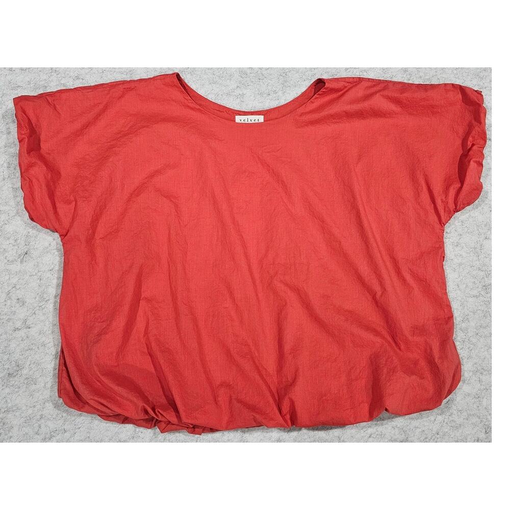 Velvet By Graham and Spencer Puffy Top, 100% Cotton, Gathered Hem, Orange, Sz L